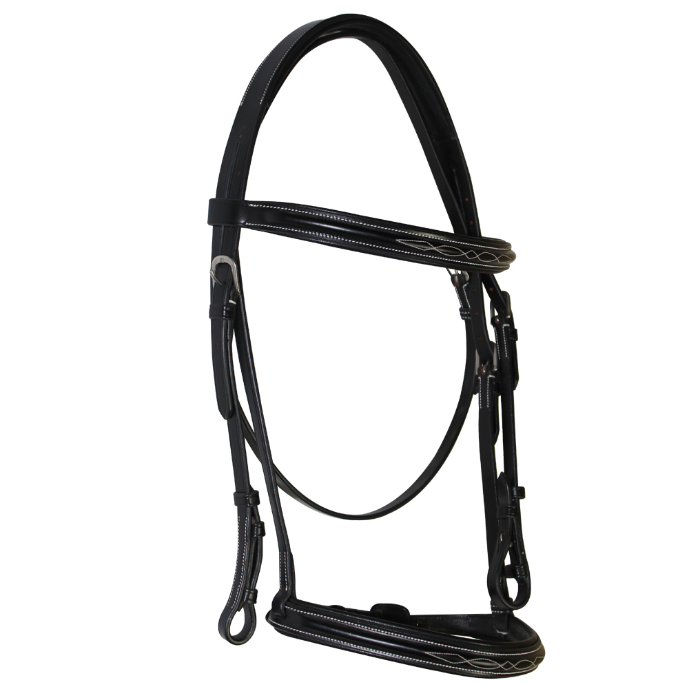 88PI X Full Size Hilason Horse Fancy Stitched Bridle Deluxe Leather Black