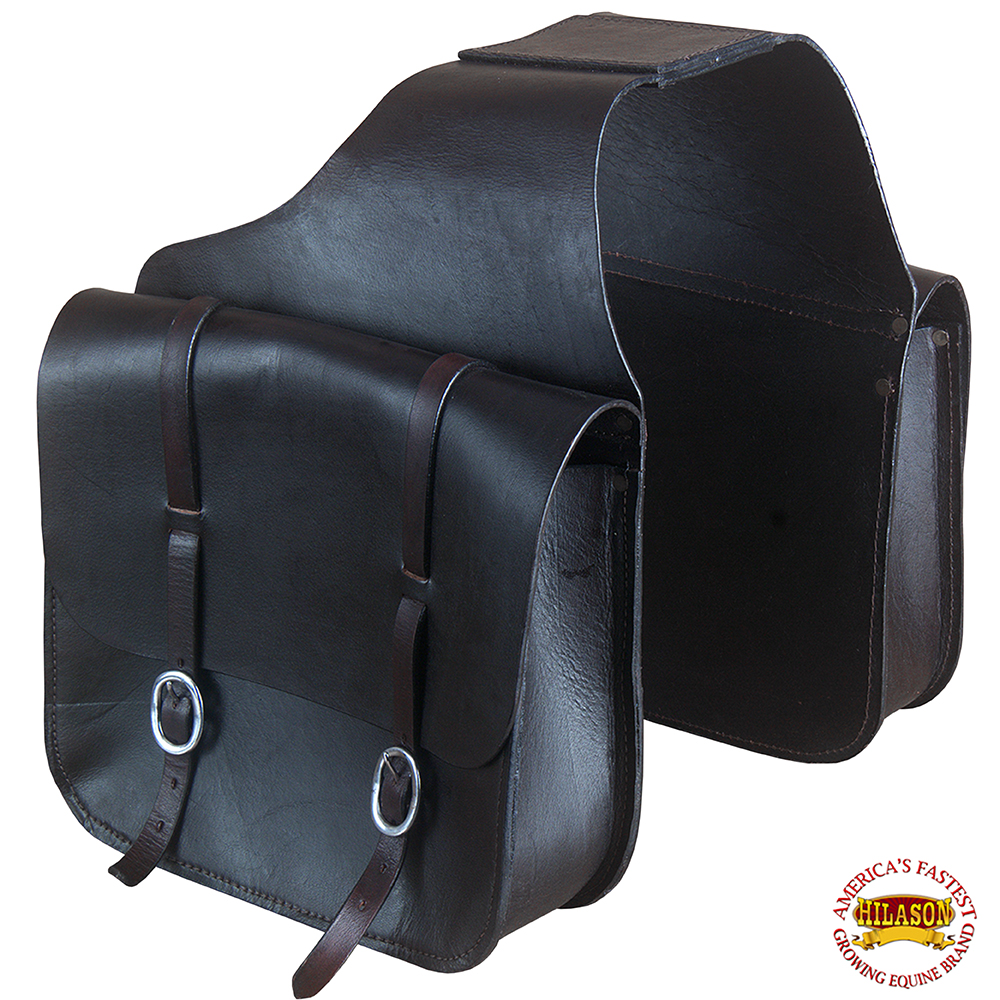 Horse Western Saddle Bag Heavy Duty Leather Cowboy Trail Ride Dark ...