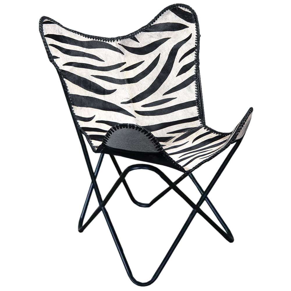 70HS Genuine Leather Butterfly Chair Folding Lounge Modern Sling