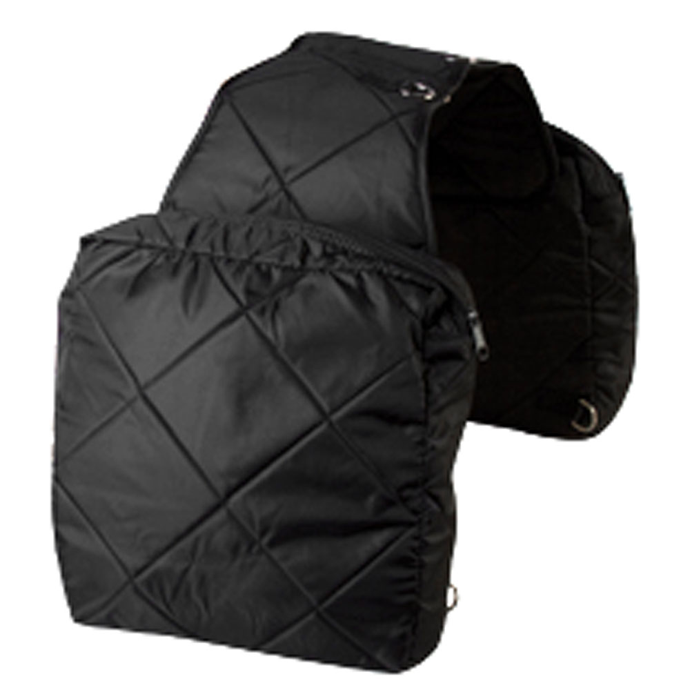 18AI Hilason Western Horse Tack Quilted Saddle Bag Zipper Closure Pockets Black - Picture 2 of 3