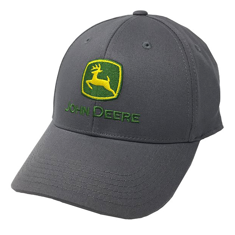 C-0476 JOHN DEERE MEMORY FIT STRETCH COTTON TWILL BASEBALL CAP CHARCOAL ...