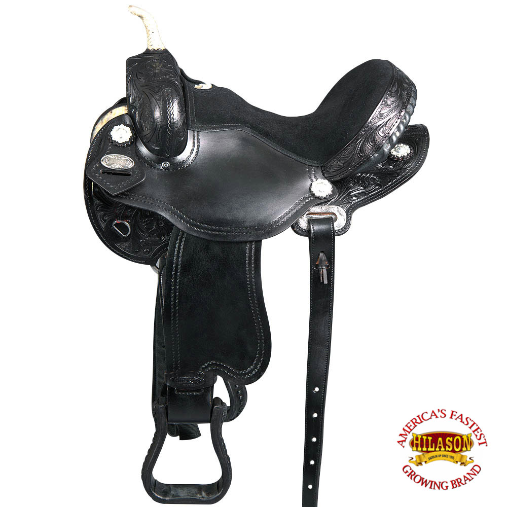 HILASON FLEX TREE BARREL RACING TRAIL RIDING WESTERN HORSE SADDLE BLACK   47672 A 