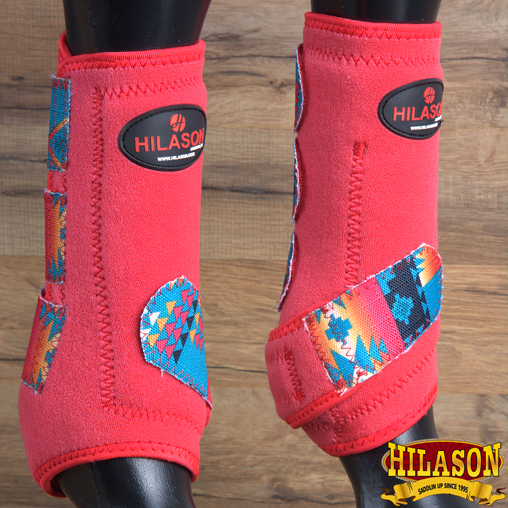 Large Hilason Red Aztec Horse Front Leg Ultimate Sports Boots Pair U 50 L Ebay