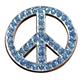 HSCN007-CRYSTAL RHINESTONE BLING CONCHOS LIGHT SAPPHIRE PEACE SIGN 1.25in