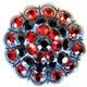 HSCN033-ANTIQUE SILVER FINISH JET & LIGHT SIAM CRYSTAL RHINESTONE BLING BERRY CONCHOS