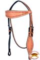 BHPA321-HILASON WESTERN BARB WIRE TOOL LEATHER HORSE HEADSTALL BREAST COLLAR TAN