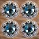 HSCN045-Crystal Rhinestone Bling Berry Conchos Turquoise Clear