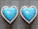 HSCN067-TURQUOISE HEART SHAPE NICKLE RHINESTONE CONCHOS BLING HEADSTALL TACK