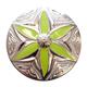 HSCN069-NICKEL FINISH ROUND CONCHOS WITH GREEN PAINTED INLAY