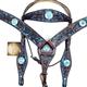 BHPA326DBTRQCN076-HILASON WESTERN LEATHER HORSE BRIDLE HEADSTALL BREAST COLLAR TURQUOISE CONCHO