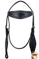 BHPA321BK-HILASON WESTERN BARB WIRE TOOL LEATHER HORSE HEADSTALL BREAST COLLAR BLACK