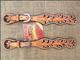 BHPS140-HILASON WESTERN HAND TOOLED LEATHER SPUR STRAPS TAN W/ BLACK HAND PAINTED INLAY