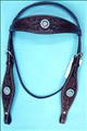 BHPA442DBCN034-HILASON WESTERN LEATHER HORSE HEADSTALL BREAST COLLAR BROWN TURQUOISE CONCHOS