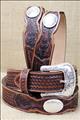 BR-C41824-TONY LAMA TAN OMAHA COUNTRY SCALLOPED LEATHER MEN BELT MADE IN THE USA