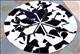 HSHS1079-HILASON PURE BRAZILIAN COWHIDE HAIRON LEATHER PATCHWORK 3D ROUND RUG BLACK WHITE