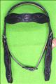 HSZT132BK-WESTERN LEATHER HORSE BRIDLE HEADSTALL BREAST COLLAR BLACK FLORAL HAND CARVED