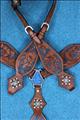 HSZT149MBK1-WESTERN LEATHER HORSE BRIDLE HEADSTALL BREAST COLLAR BLACK MAHOGANY CONCHO
