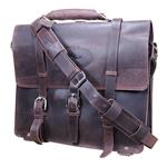 GLANOR RUSTIC VINTAGE LEATHER BRIEFCASE BACKPACK LAPTOP BAG - COFFEE BROWN