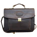 Rugged Leather Laptop Business Easy Access Briefcase
