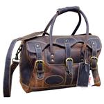 KD STEPHENS TRAVEL LUGGAGE DUFFLE GYM LEATHER BAGS - COFFEE BROWN