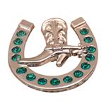 Crystal Rhinestone Bling Conchos Horseshoe Design with Emerald Crystal 1.25in