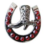 Crystal Rhinestone Bling Conchos Horseshoe Design with Light Siam Crystal 1.25in