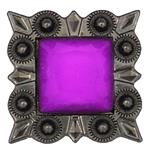Crystal Rhinestone Bling Square Conchos with Gun Metal Lavender Stone