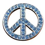 CRYSTAL RHINESTONE BLING CONCHOS LIGHT SAPPHIRE PEACE SIGN 1.25in