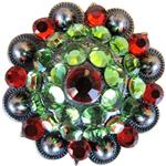 Crystal Rhinestone Bling Berry Conchos Antique Silver Finish Cowgirl Saddle Head