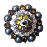 CN027 ANTIQUE SILVER FINISH BROWN CRYSTAL RHINESTONE BLING BERRY CONCHOS