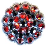ANTIQUE SILVER FINISH JET & LIGHT SIAM CRYSTAL RHINESTONE BLING BERRY CONCHOS