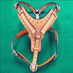 DH200 HILASON TAN PADDED GENUINE LEATHER DOG HARNESS MATCHING LEASH ALL SIZES