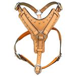 DH200 HILASON TAN PADDED GENUINE LEATHER DOG HARNESS MATCHING LEASH ALL SIZES