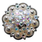AB CRYSTALS ROUND CONCHOS RHINESTONE HEADSTALL SADDLE TACK BLING COWGIRL