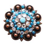 TURQUOISE CLEAR RHINESTONE CRYSTAL CONCHO BLING HEADSTALL TACK COWGIRL