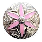 NICKEL FINISH ROUND CONCHOS WITH PINK PAINTED INLAY
