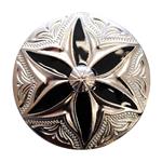 NICKEL FINISH ROUND CONCHOS WITH BLACK PAINTED INLAY