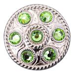 NICKLE FINISH GREEN CONCHOS WHEEL SHAPE WITH ROPE EDGE