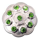 NICKLE FINISH GREEN CONCHOS FLORAL SHAPE