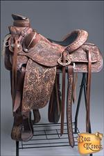 HILASON BIG KING WESTERN WADE RANCH ROPING SADDLE FLORAL HAND TOOLED LEATHER