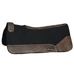 HILASON WESTERN WOOL FELT GEL SADDLE PAD W/ DARK TAN ALLIGATOR PRINT LEATHER