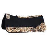 HILASON WESTERN WOOL FELT GEL SADDLE PAD W/ CHEETAH PRINT HAIR ON LEATHER