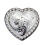 HEART SHAPED FLORAL CARVED CONCHO WITH ROPE EDGE SADDLE HEADSTALL TACK BLING COW