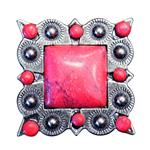 RED STONE ANTIQUE SILVER FINISH SQUARE CONCHO HEADSTALL SADDLE TACK COWGIRL