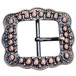 ANTIQUE COPPER FINISHED BERRY BELT BUCKLE WITH ROPE EDGE