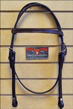 CIRCLE Y WALNUT SHELL TOOLED LEATHER HORSE BROWBAND HEADSTALL