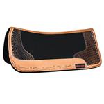 FP812F- HILASON WESTERN WOOL FELT GEL SADDLE PAD W/ ALLIGATOR PRINT LEATHER