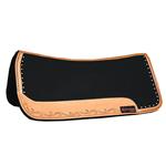 NEW HILASON WESTERN WOOL FELT GEL SADDLE PAD WITH LEATHER BORDER BLACK