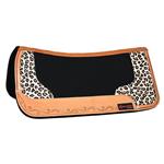 NEW HILASON WESTERN WOOL FELT GEL SADDLE PAD WITH LEOPARD PRINT LEATHER BLACK