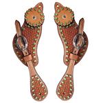 NEW HILASON WESTERN SHOW TACK HAND TOOLED LEATHER SPUR STRAPS